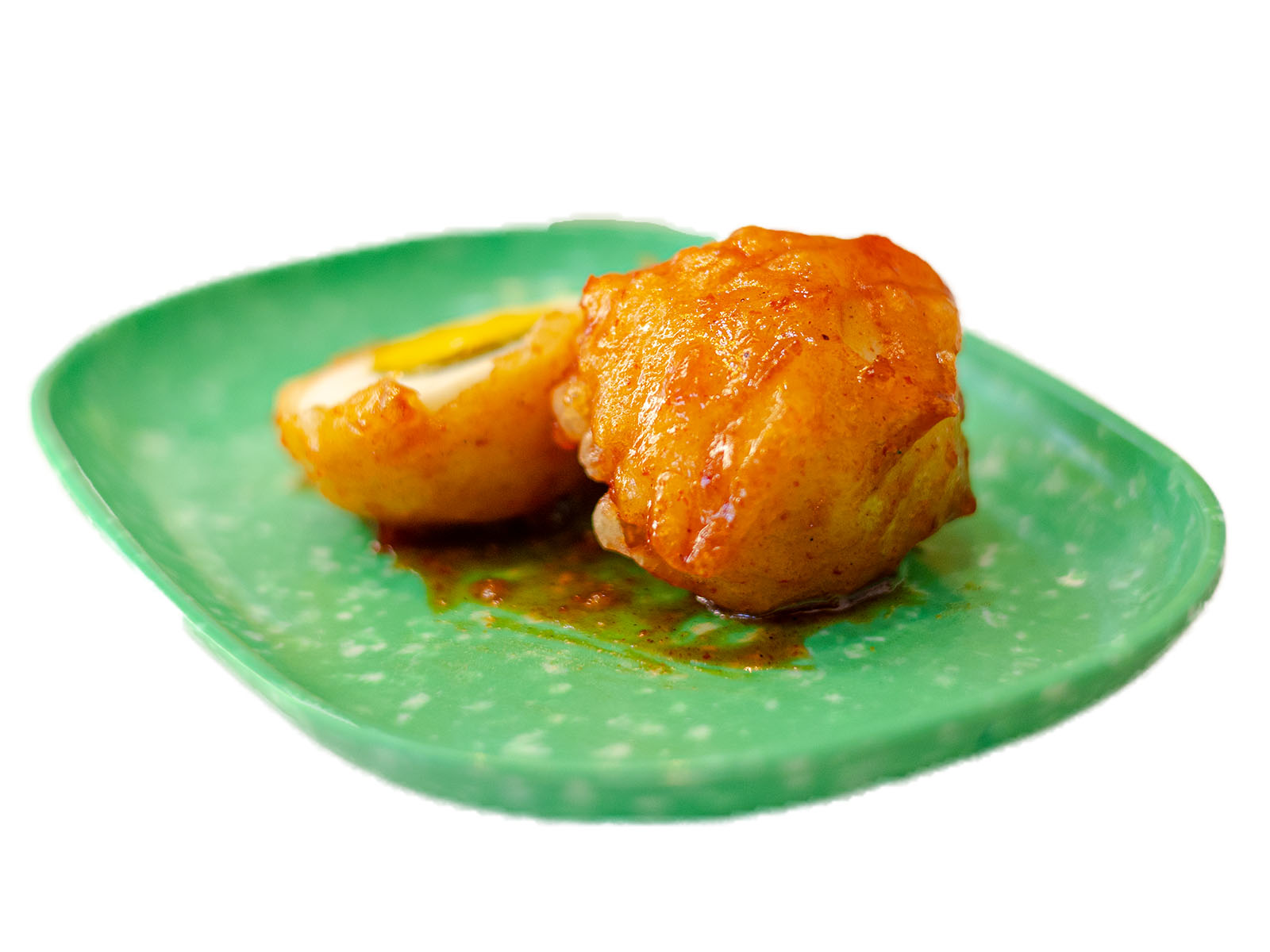 Korean egg tempura — soft-boiled egg dipped in tempura batter and fried golden
