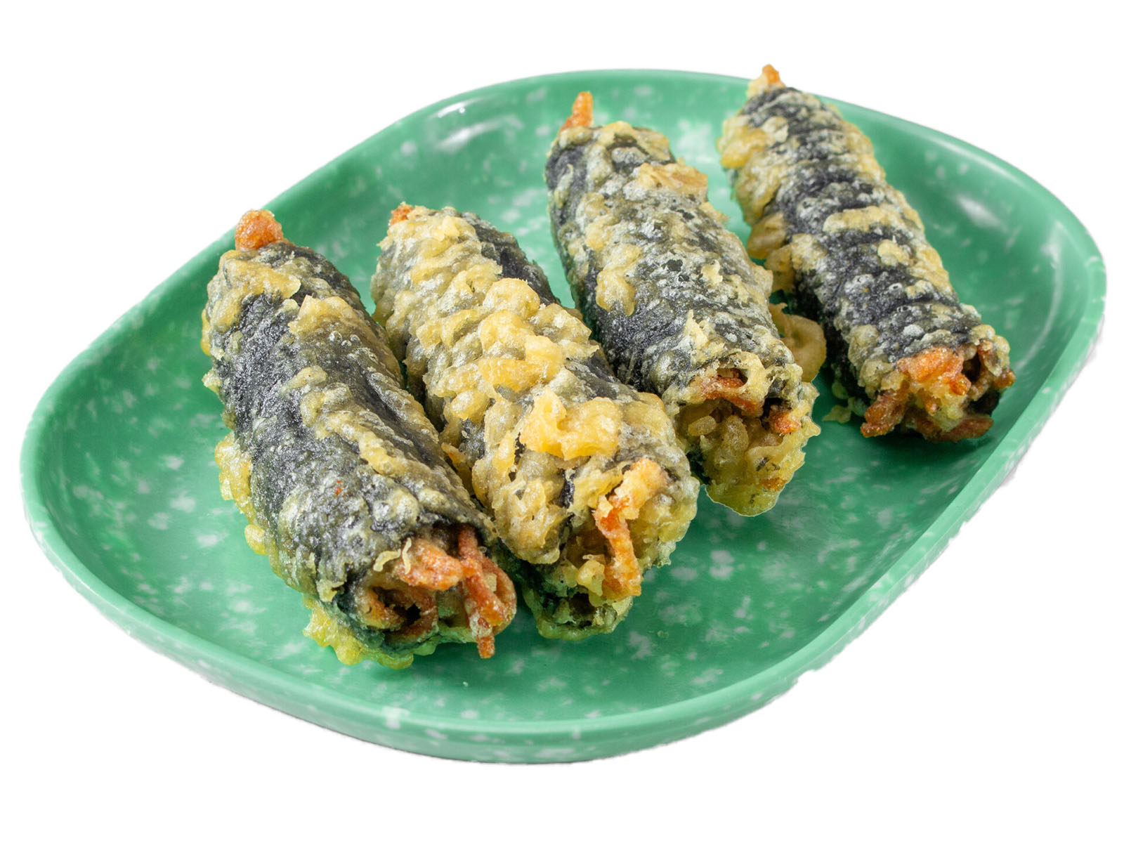 Korean fried seaweed rolls (kimmari) — glass noodle-stuffed seaweed rolls fried golden