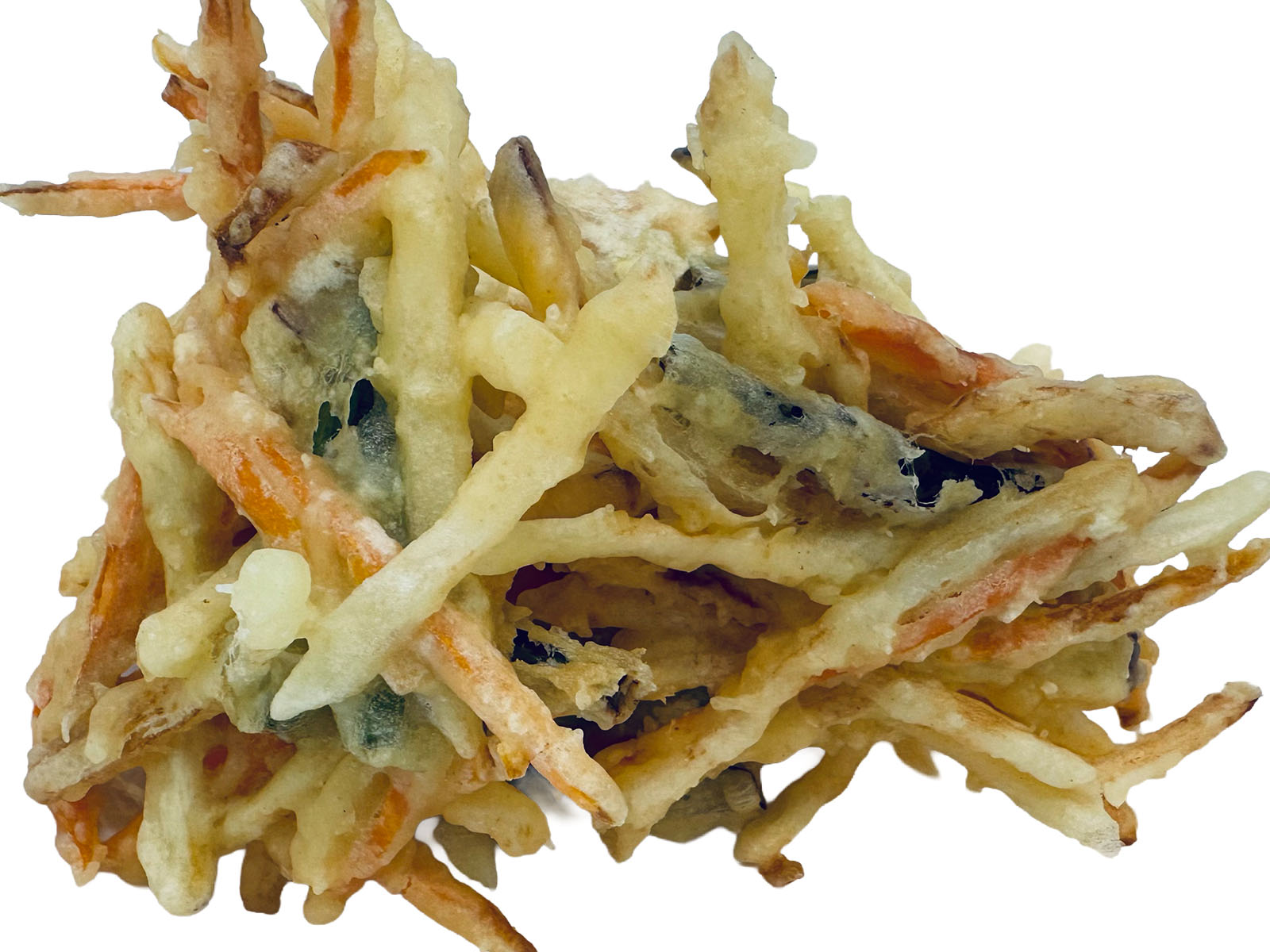 Korean mixed vegetable tempura — assorted vegetable fritters fried crispy golden